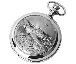 Woodford Mens Hurricane Chrome Plated Double Full Hunter Skeleton Pocket Watch - Silver