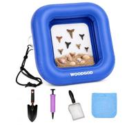 WoodGod Extra Large Shark Tooth Sifter Set,Includes Black Shovel,Beach Bag,Beach Mesh Shovel,Double Sifting Mesh,Sand Sifter for Shark Teeth and Fossil Hunting,17.7X17.7 inches,Blue