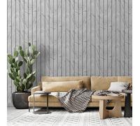 Woodgrain Panel Look Wallpaper Roll Muriva Silver One Size