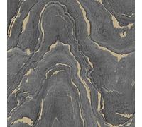 Muriva Wallpaper Woodgrain Marble 199503 – Charcoal & Gold Metallic