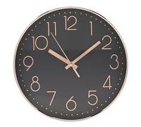 Woodhouse & Mitchell 30cm Silent Wall Clock - Large Non-Ticking Quartz Wall Clock with Easy-to-Read Numbers, Modern Gold & Black Kitchen or Living Room Clock, Battery Operated