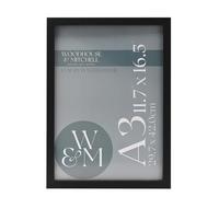 Woodhouse & Mitchell A3 Black Picture Frame - Poster Frame with Plexiglass Front, Wooden Wall Frame for Photos, Prints & Artwork, Portrait or Landscape Display (Black)