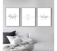 Woodkap Wall Art Decor, Custom Couples Sign Initials Name and Date Print Pictures Unframed, Wall Decorations for Home Living Room Master Bedroom Bathroom, Above Bed Artwork, Engagement & Wedding Gifts