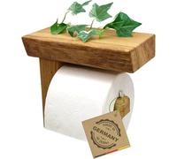 Woodkopf® - Handmade toilet roll holder made of oak wood self-adhesive - toilet roll holder made of solid wood - practical toilet paper holder without drilling - paper roll holder easy to assemble