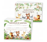 Woodland Animal Adoption Certificate, 10 Pack 5x7 Double-Sided Party Cards | 10 woodland animal adoption certificates for stuffed animal parties, forest birthdays, classroom fun and plush forest favors
