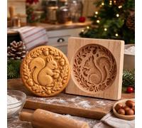 Woodland Animal Cookie Mold, 3D Wooden Cookie Cutter Biscuit Molds | 3D Reusable Hinged Makers, One Press Cutting, Hand Pie Press Molds Baking, Thanksgiving Christmas Day Holiday Baking Tools