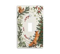 Woodland Animal Winter Forest Theme Foxes Toggle Switch Plate | Woodland Animals, Evergreen Branches, Holly Berries, Winter Botanical, Nature-inspired Artwork