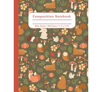 Woodland Animals Composition Notebook | Cute Charming Bunny Deer Fox Owl Bird Mushroom Acorn Journal | Enchanting Magical Forest Gift for Kids, Teens, ... Wide Ruled Blank Lined Pages | 7.5 x 9.25"