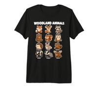 Woodland Animals Fox Deer Raccoon Cute Chart Premium T-Shirt