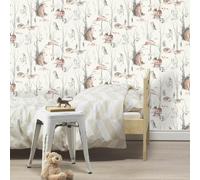 Woodland Animals Kids Wallpaper 300048 Neutral Bears Owls Rabbits Washable Rasch