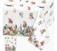 Woodland Animals Table Cloths Jungle Safari Plastic Table Covers Tablecloths Rectangular Tablecloth Disposable Wipe Clean Waterproof Table Cloth Cover for Kids Birthday Wild One Party Supplies, 2pcs
