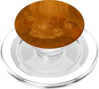 Woodland Animals Tea Party in Lantern-Lit Autumn Forest PopSockets PopGrip for MagSafe