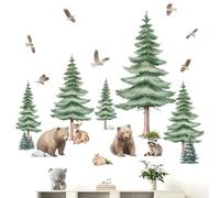 Woodland Animals Wall Stickers for Baby: Peel and Stick Forest Tree Bear Deer Wall Decals - Wall Art Decor Kids Supplies Ages 1-12 Year