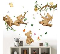 Woodland Animals Wall Stickers for Kids : Peel and Stick Jungle Safari Bear Wall Decals - Wall Decor Art Kids Supplies Ages 1-12 Years