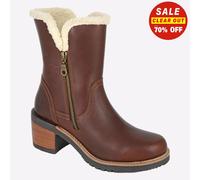 Woodland L543B Ladies Leather Twin Zip Faux Wool Warm Lined Ankle Boots