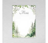 Woodland Blank Wedding Menu Cards for Tables/Write Your Own Menus/Tree Themed: Green Forest Menu Cards (Pack of 20 without Envelopes)