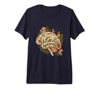 Woodland Brain Anatomy Mushrooms Flowers Premium T-Shirt
