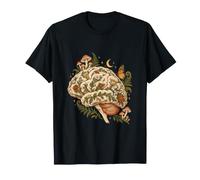 Woodland Brain Anatomy Mushrooms Flowers T-Shirt