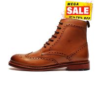 Woodland Brampton Mens Smart Casual Fashion Lace Up Brogue Ankle Boot Tan