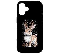Woodland Bunny With Antlers In A Snowy Night Scene Case for iPhone 16