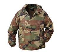 Woodland Camo Combat Anorak - Pullover Smock Hooded Fleece Winter Windproof New