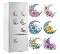 Woodland & Celestial Diamond Painting Kit - 6Pcs Gemstone Magnets (Dragonfly/Owl/Moon) for DIY Decor