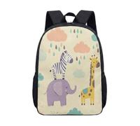 Woodland Creatures 17 Inch Backpack Cute Animal Deer Fox Rabbit Forest Print School Bag for Kids Girls Primary (03)