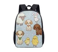 Woodland Creatures 17 Inch Backpack Cute Animal Deer Fox Rabbit Forest Print School Bag for Kids Girls Primary (06)