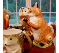 Woodland Critters 32 oz. 3D Ceramic Fox Teapot - Adorable Animal Teapot for Tea Lovers, Cottagecore Decor, Wildlife Kitchen Collectibles, Fall Centerpiece or Woodland Gift Idea