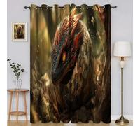 Woodland Curtains Dragon 3D Blackout Curtains with Eyelets Cold and Heat Resistant for Bedroom Window Decoration 2 x W90 X L72 H306