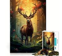 Woodland Deer Jigsaw Puzzle 1000 Piece Mental Fun Game No Gap Tight Fitting Design for Family Gatherings (50x75cm)