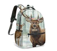 Woodland Deer Scene Printed Backpack, Durable Multi-Functional Travel Bag for Men and Women, Ideal for Students and Outdoor Enthusiasts (01)