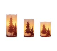 Woodland Design LED Wax Candle - Set of 3 - Battery Powered