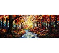 Woodland Diamond Art Kits Adults Large 5D Colorful Diamond Painting Kits, DIY Full Drill Crystal Art Rhinestone Embroidery Cross Stitch Arts and Crafts for Adults 47.2x23.6 Inch/120x60 cm -LR14