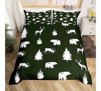 Woodland Double Duvet Cover Wildlife Bedding Sets Soft Breathable Microfiber 3D Quilt Cover 200x200 cm with Zipper Closure and 2 Pillowcases b-7283