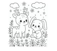 Woodland Dreams Composition Notebook: Forest Friends Coloring Style Cover: Adorable 8.5 x 11" Wide Ruled Notebook for Kids with Cute Raccoon, Deer & ... School, or Nature-Loving Girls and Boys
