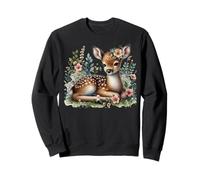 Woodland Fawn Floral Deer Cottagecore Style Sweatshirt