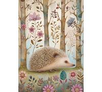 Woodland Flower Hedgehog Birthday Card - Large A5