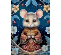 Woodland Folk Art Cute Mouse Birthday Card - Large A5