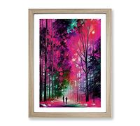 Woodland Forest In Colour No.6 Framed Print for Living Room Bedroom Home Office Décor, Wall Art Picture Ready to Hang, Oak A2 Frame (64 x 46 cm)
