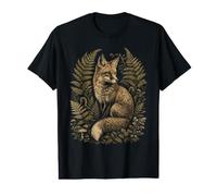 Woodland Fox Ferns Forest Nature Art Value Graphic T-Shirt