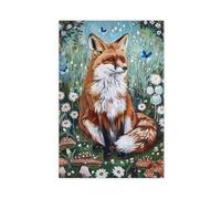 Woodland Fox Wildflower Canvas Poster Wall Art Decor Print Picture Paintings for Living Room Bedroom Decoration 16x24inch(40x60cm)