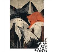 Woodland Foxes in Love Jigsaw Puzzles Puzzles for Adults Kids. 1000 Piece Great Gifts Challenge Toy Educational Game Home Decoration for Educational Games Gifts 52x38cm/1000pcs