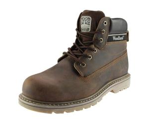 Woodland GLENN Mens Leather Lace-Up Goodyear Welted Boots Brown