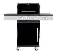 Woodland Grill 3+1 Burner Gas BBQ with Side Burner, Cast Iron Cooking Grid, Stainless Steel Warming Rack, Flame Tamers, Storage Cabinet, ABS Control Knobs & Compact Outdoor Design - OC01BQ31105 [2025]
