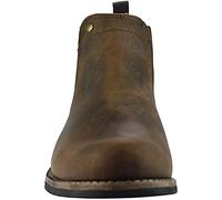 Men WOODLAND Brown Crazy Horse Leather Gusset Chelsea Boot Rubber Sole