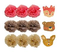 Woodland Hanging Decorations by Totely - 9 Make-Your-Own Animal Paper Pompoms for Arts & Crafts, Birthdays, Celebrations & Children’s Parties