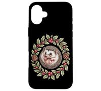 Woodland Hedgehog In Holly Pinecone Christmas Wreath Case for iPhone 16 Plus