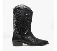 Woodland KANSAS Mens Calf Length Leather Cowboy Boots Black - UK 8