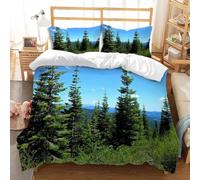 Woodland King Size Duvet Cover Sets Nature Bedding Soft Breathable Microfiber 3D Quilt Covers 220x230 cm with Zipper Closure and 2 Pillowcases b-7060